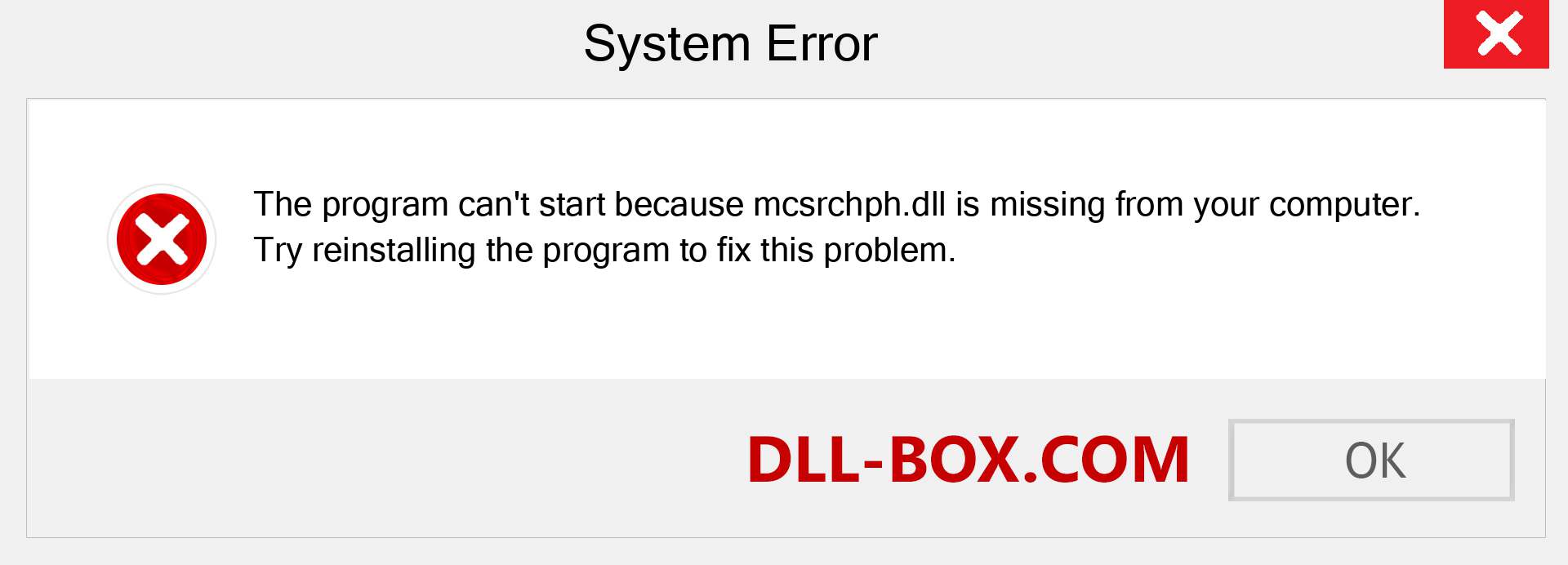  mcsrchph.dll file is missing?. Download for Windows 7, 8, 10 - Fix  mcsrchph dll Missing Error on Windows, photos, images